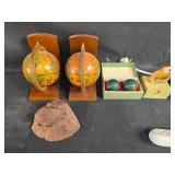 Eclectic Collection: Vintage Globe Bookends, Wooden Tray and Other Home Decor Items