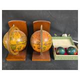 Eclectic Collection: Vintage Globe Bookends, Wooden Tray and Other Home Decor Items