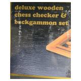 Deluxe Wooden Chess, Checker & Backgammon Set