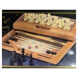 Deluxe Wooden Chess, Checker & Backgammon Set