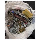 Assorted Metal Hardware with Hooks, Clips, and Fittings