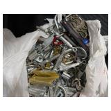 Assorted Metal Hardware with Hooks, Clips, and Fittings