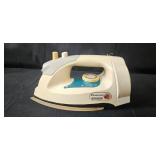 Lot of Panasonic Iron, Wood Wall Clock, and Brass Tone Cherub Bookends