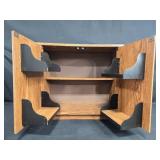 Oak Finished Wall Mounted or Floor Cabinet with Adjustable Shelves