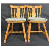 Set of 2 Vintage Wooden Dining Chairs with Cushions