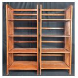Pair of Wooden Bookshelves with Adjustable Shelves