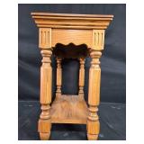 Solid Wood End Table with Decorative Turned Legs