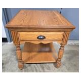 Vintage Oak End Table with Drawer and Shelf