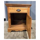 Oak Wooden Nightstand with Drawer and Cabinet - 24"H x 20"W x 26"D