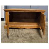 Solid Oak Wooden Coffee Table with Storage Cabinet
