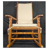 Vintage Wooden Rocking Chair with Cushioned Seat and Back