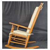 Vintage Wooden Rocking Chair with Cushioned Seat and Back