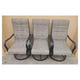 Set of 3 Swivel Patio Chairs with Taupe Woven Fabric