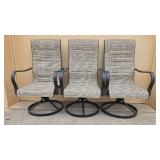 Set of 3 Swivel Patio Chairs with Taupe Woven Fabric