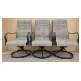 Set of 3 Swivel Patio Chairs with Taupe Woven Fabric