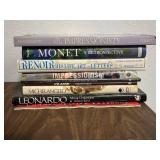Collection of Art History Books Featuring Monet, Renoir, and Michelangelo