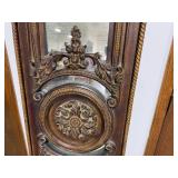 Ornate Carved Antique Full-Length Mirror with Floral Motifs