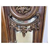 Ornate Carved Antique Full-Length Mirror with Floral Motifs