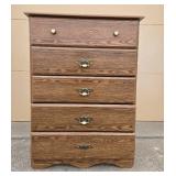 Five-Drawer Solid Wood Dresser with Ornamental Carving
