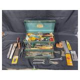 Large Collection of Hand Tools and Accessories in Metal Tool Chest