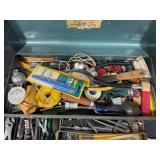Large Collection of Hand Tools and Accessories in Metal Tool Chest