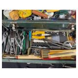 Large Collection of Hand Tools and Accessories in Metal Tool Chest
