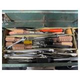 Large Collection of Hand Tools and Accessories in Metal Tool Chest