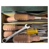 Large Collection of Hand Tools and Accessories in Metal Tool Chest