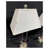 Pair of Metal Base Table Lamps with White Shades