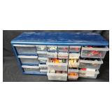 Set of Workshop Organizer with Drawer Contents, Hearing Protection, Rope, and Nylon Dock Lines
