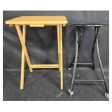 Pair of Folding Tray Table and Metal Stool