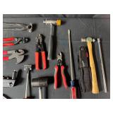 Collection of Various Hand Tools Including Pliers and Hammers