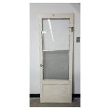 Vintage White Wooden Screen Door with Rota-Closer, 81 x 30 Inches