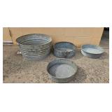 Set of 4 Vintage Galvanized Steel Wash Tubs