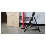 Lot of 3 Construction Tools - Handled Panel Mover, V Roller Stands, and Plywood Sheet