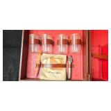 Vintage Travel Bar Set with Glassware and Tools