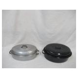 2 Vintage Roaster Pans with covers
