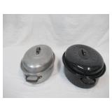 2 Vintage Roaster Pans with covers