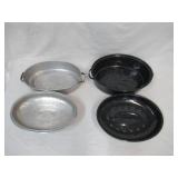 2 Vintage Roaster Pans with covers