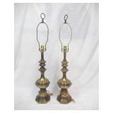 Vintage Pair Brass Table Top Lamps.