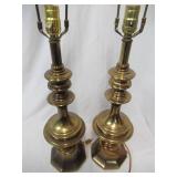 Vintage Pair Brass Table Top Lamps.