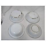 4 Vintage White Galvanized Metal Bowls. Various sizes.