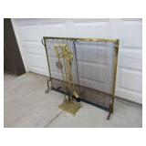 Fireplace Screen and Fireplace Tools
