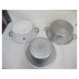 3 Vintage Galvanized Metal Wash Tubs. 1 is Enamelware.