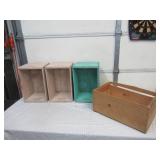 Lot of 4 Vintage painted Wood boxes