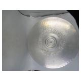 Vintage hammered aluminum lazy Suzan pedestal tray.