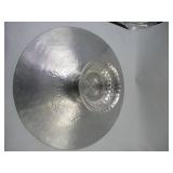 Vintage hammered aluminum lazy Suzan pedestal tray.