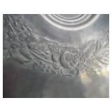 Vintage hammered aluminum lazy Suzan pedestal tray.