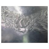 Vintage hammered aluminum lazy Suzan pedestal tray.