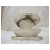 Vintage Alabaster Marble Carved Clam Shell Dish